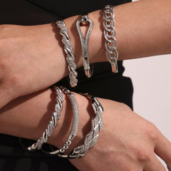 Cubic Zirconia Sculptural Bangle Bracelet