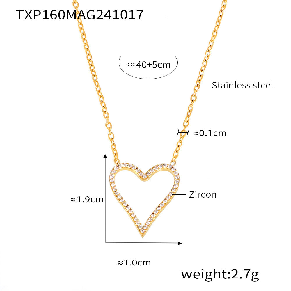 Cubic Zirconia Heart Necklace Bracelet or Flat Chain