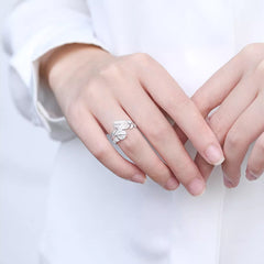Nicolette Dainty Pavé Feather Adjustable Ring