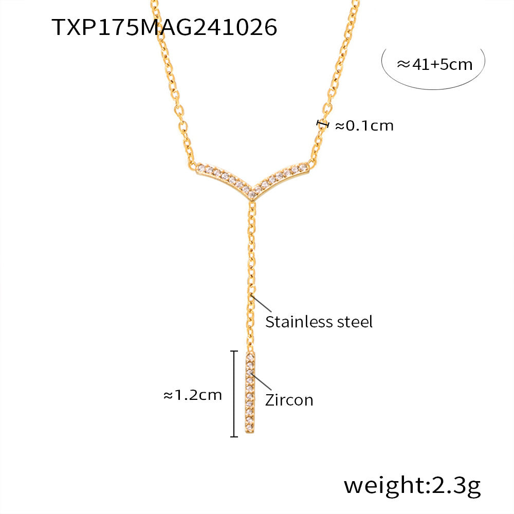 Cubic Zirconia V-Bar Necklace & Bracelet