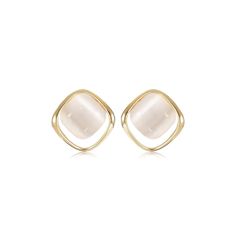 Nadine Vintage-Inspired Cat's-Eye Square Stud Earrings