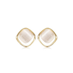 Nadine Vintage-Inspired Cat's-Eye Square Stud Earrings