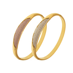 18K Gold-Plated Cubic Zirconia Clasp Bangle Bracelet
