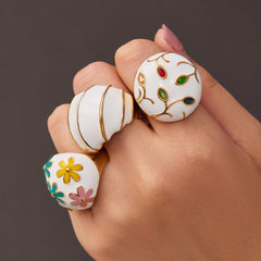 Gold-Tone Enamel and Mother-of-Pearl Ring Designs