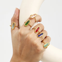 Czech Glass Bead-Band Open Ring