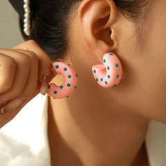Polka Dot Resin C-Hoop Earrings