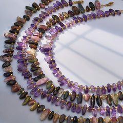 Amethyst or Mixed Natural Stone Chip Necklace
