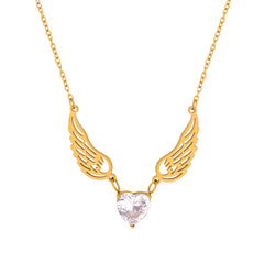 Winged Heart Cubic Zirconia Pendant Necklace