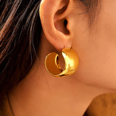 Sculptural Polished C-Hoop Earrings