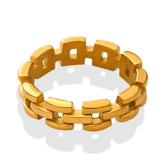 Gold-Tone Rectangular Open Link Ring