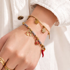 Cubic Zirconia Floral Charm Bracelet