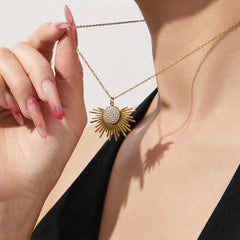 Sunburst Cubic Zirconia Pendant Necklace