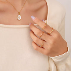 18K Gold-Plated Geometric Bamboo Band Ring