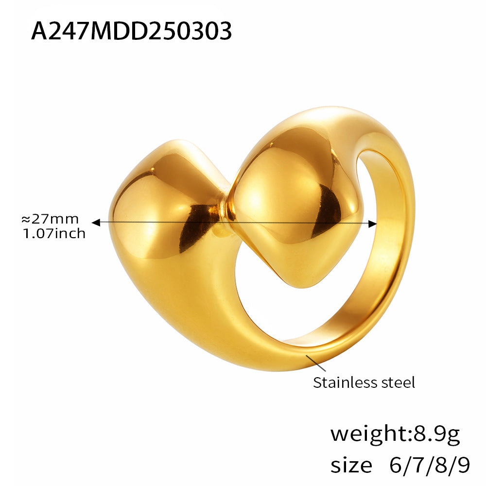 18K Gold-Plated Sculptural Double-Form Ring