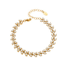 Shell-Pearl Leaf-Design Bracelet