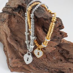 Sparkling Heart Charm Slider Bracelet