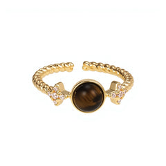 Nadine Tiger-Eye Twisted Adjustable Ring