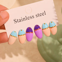 Colorblock Enamel Oval Stud Earrings