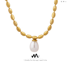 Freshwater Pearl Drop Beaded Chain Necklace