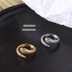 18K Gold-Plated Snake Texture Open Ring