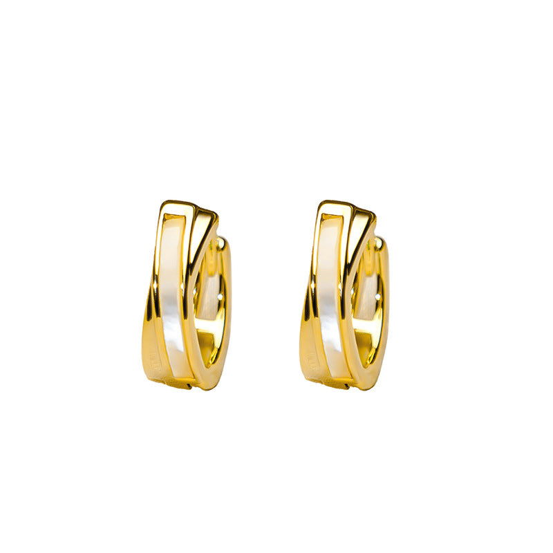 Daphne Vintage-Inspired White Mother-of-Pearl Hoop Earrings