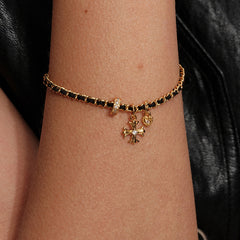 Daphne Dainty Pavé Heart Cord Bracelet