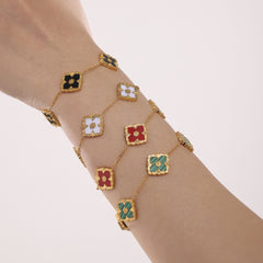 18K Gold-Plated Floral Inlay Necklace, Bracelet or Earrings