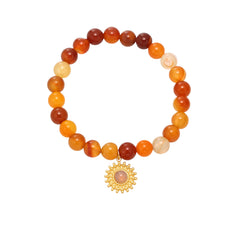 Natural Agate Beaded Charm Bracelet
