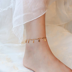 Gold-Tone Leaf Charm Anklet