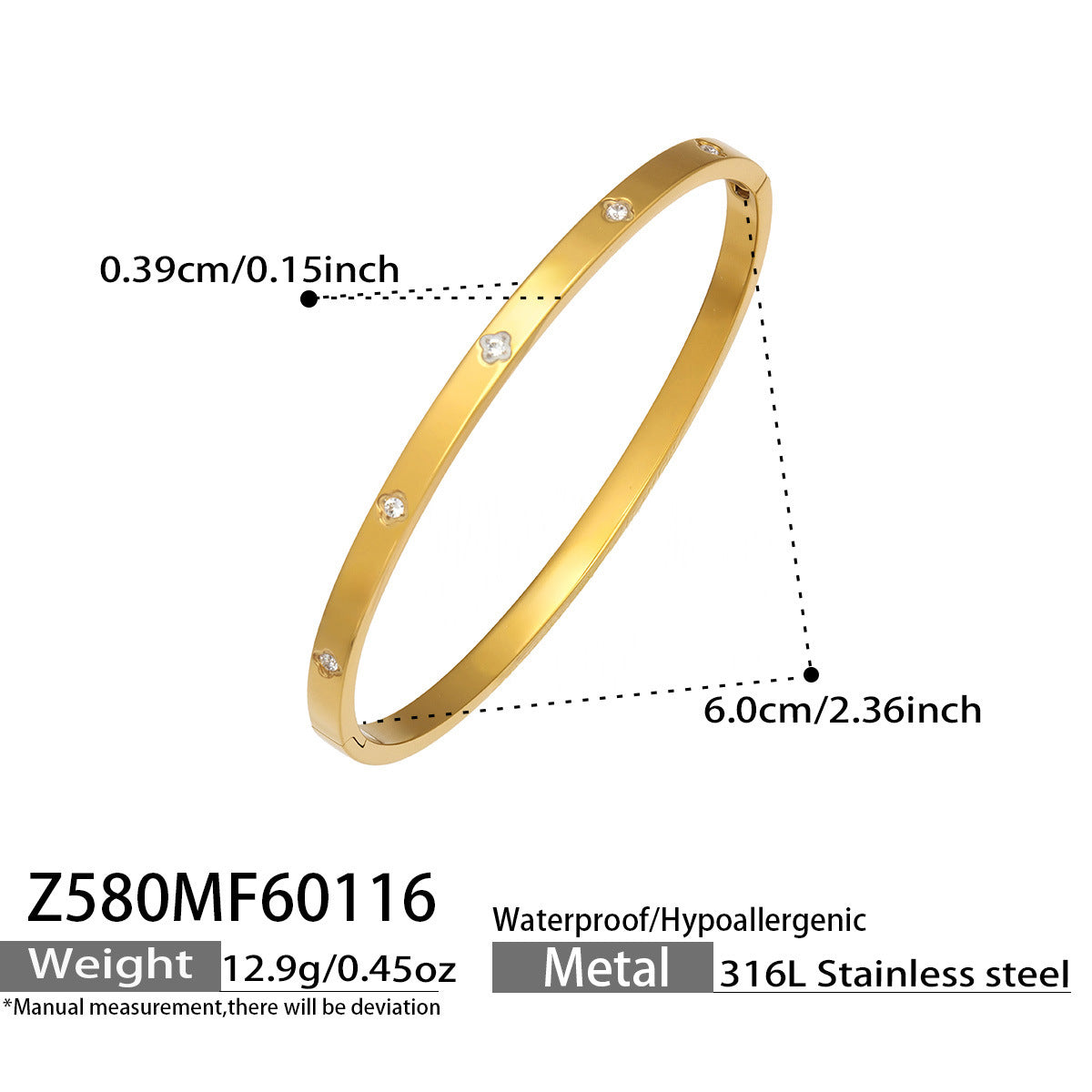 Cubic Zirconia Slim Clasp Bangle Bracelets