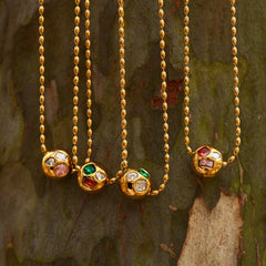 Colorful Cubic Zirconia Sphere Beaded Necklace