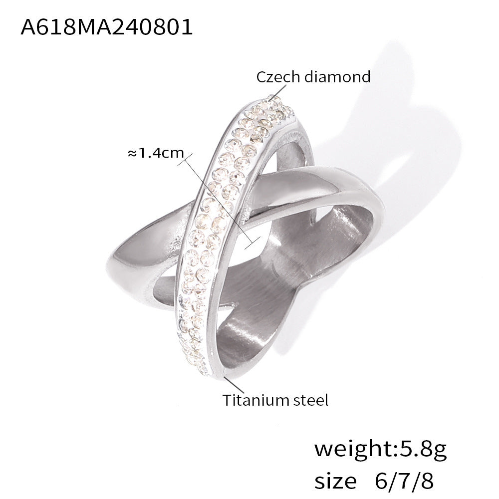 18K Gold-Plated Sparkling X Ring