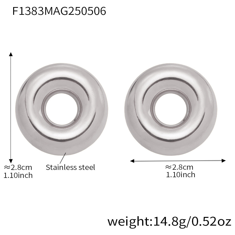 Rounded Open-Circle Stud Earrings