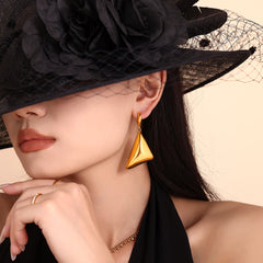Gold-Tone Sculptural Triangle Drop Earrings