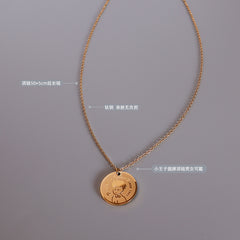 18K Gold-Plated Cartoon Coin Pendant Necklace