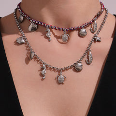 Kyanite Crescent & Ocean Charm Necklace & Bracelet