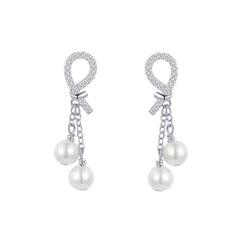 Camille Pearl Pavé Tassel Drop Earrings
