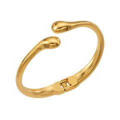Smooth Teardrop Open Cuff Bracelet