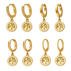 18K Gold-Plated Tree-Motif Hoop Earrings