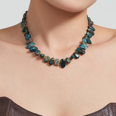 Blue-Gray Stone or Amazonite Beaded Necklace