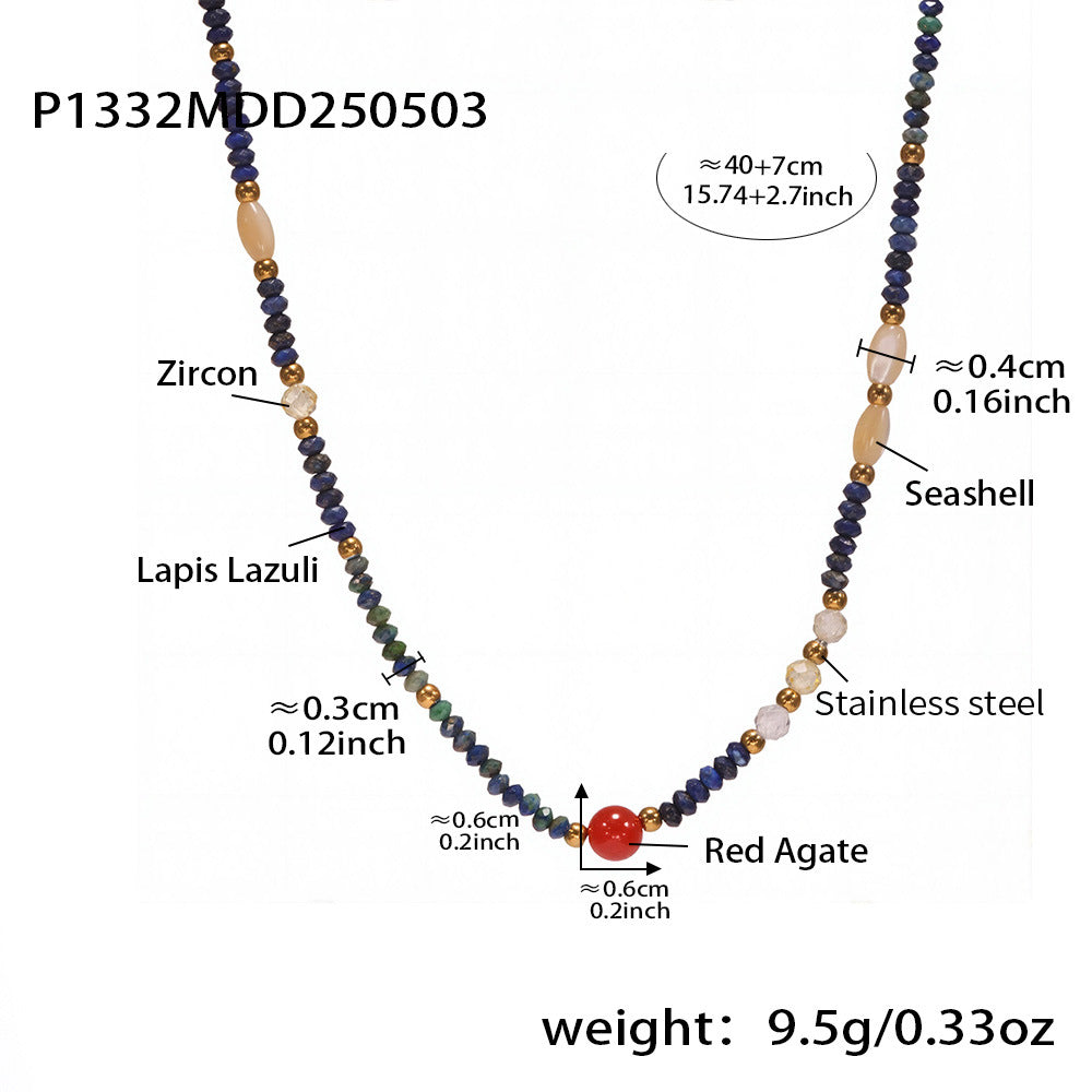 Natural Lapis Beaded Necklace