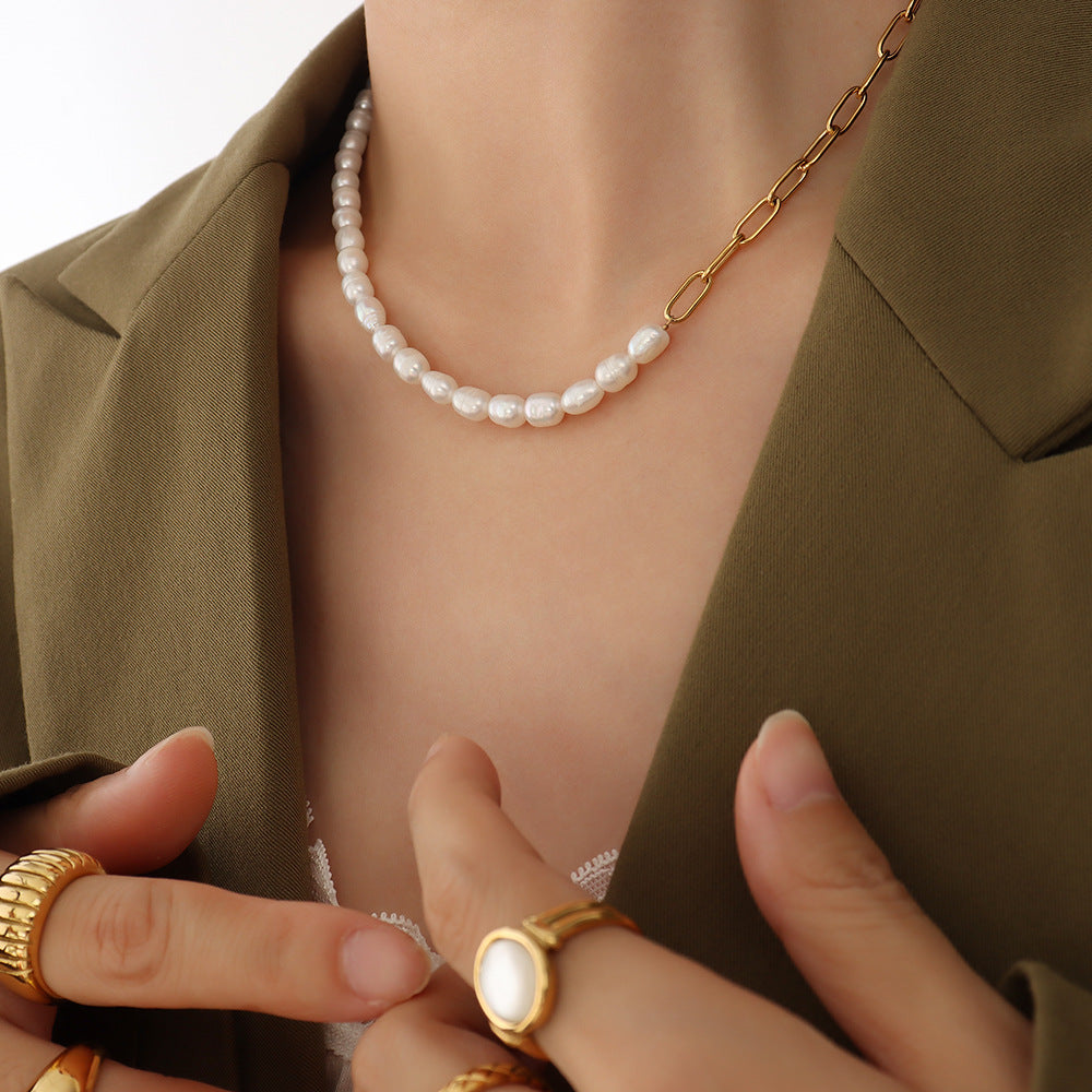 Freshwater Pearl Mixed Link Necklace
