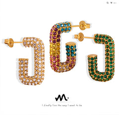 Sparkling G-Shaped Hoop Earrings