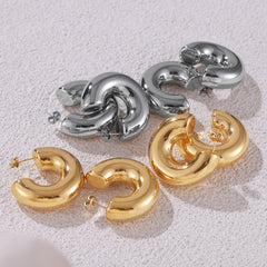 Polished Sculptural Hoop Earrings