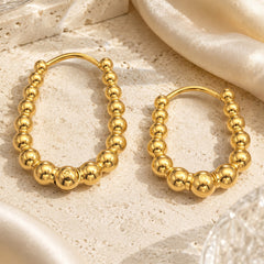 18K Gold-Plated Polished Bead Hoop Earrings