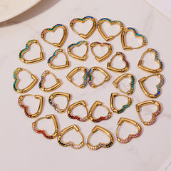 18K Gold-Plated Heart Cubic Zirconia Hoop Earrings