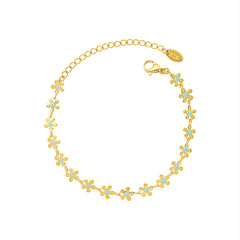 18K Gold-Plated Blue Enamel Flower Jewelry