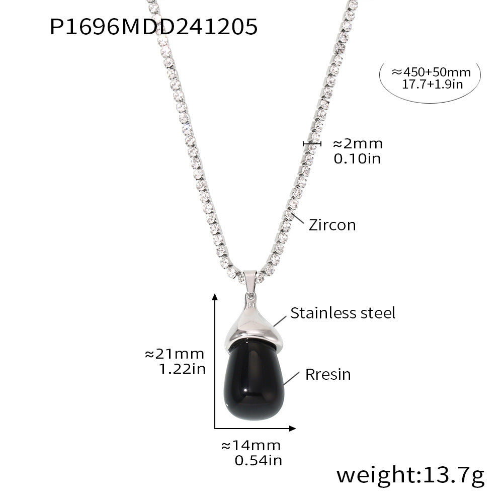 Sparkling Chain Resin Teardrop Pendant Necklace
