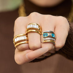 Layered Cubic Zirconia Statement Rings