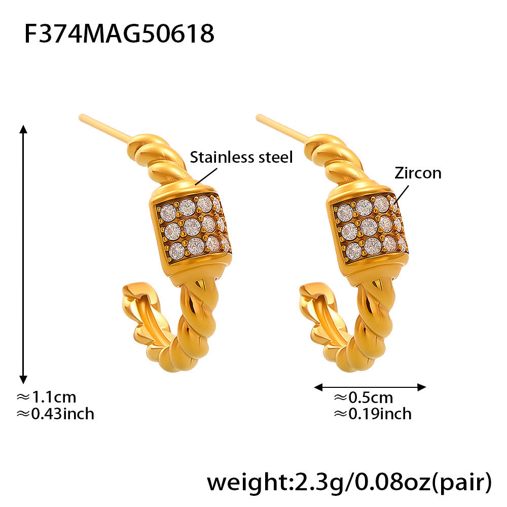Cubic Zirconia Twisted Hoop Earrings